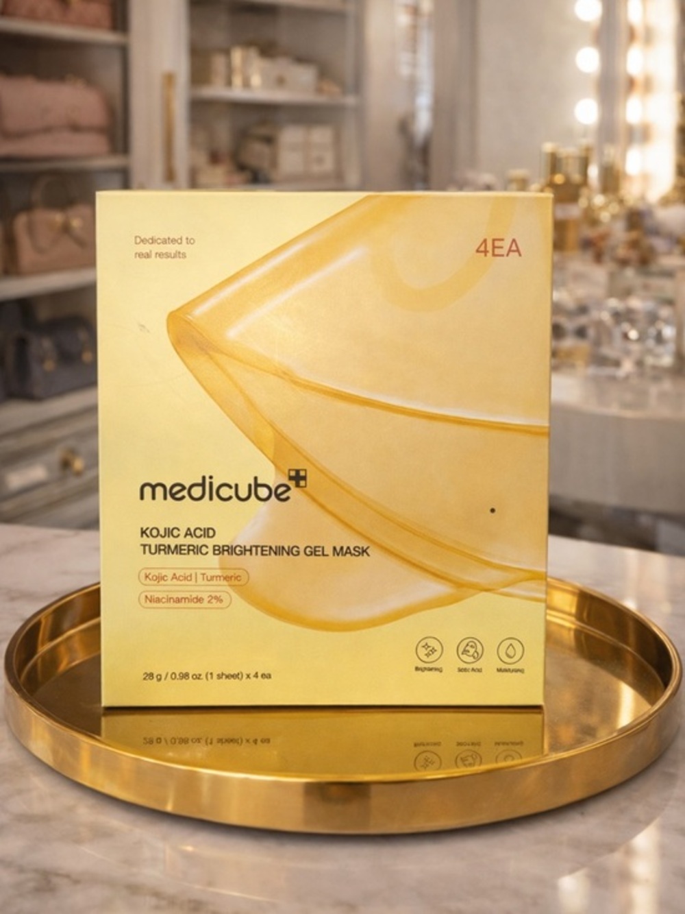 Medicube Kojic Acid Turmeric Brightening Gel Mask 4 Pack Niacinamide Sheet Masks
